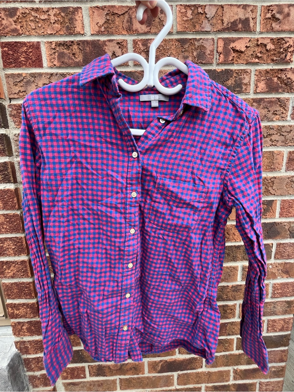 Uniqlo Purple & Pink Checked Men's Casual Button-Down Shirt